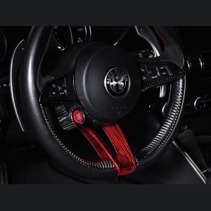 Alfa Romeo Giulia Steering Wheel Trim - Carbon Fiber - Lower Trim Set - Red Candy - QV Model